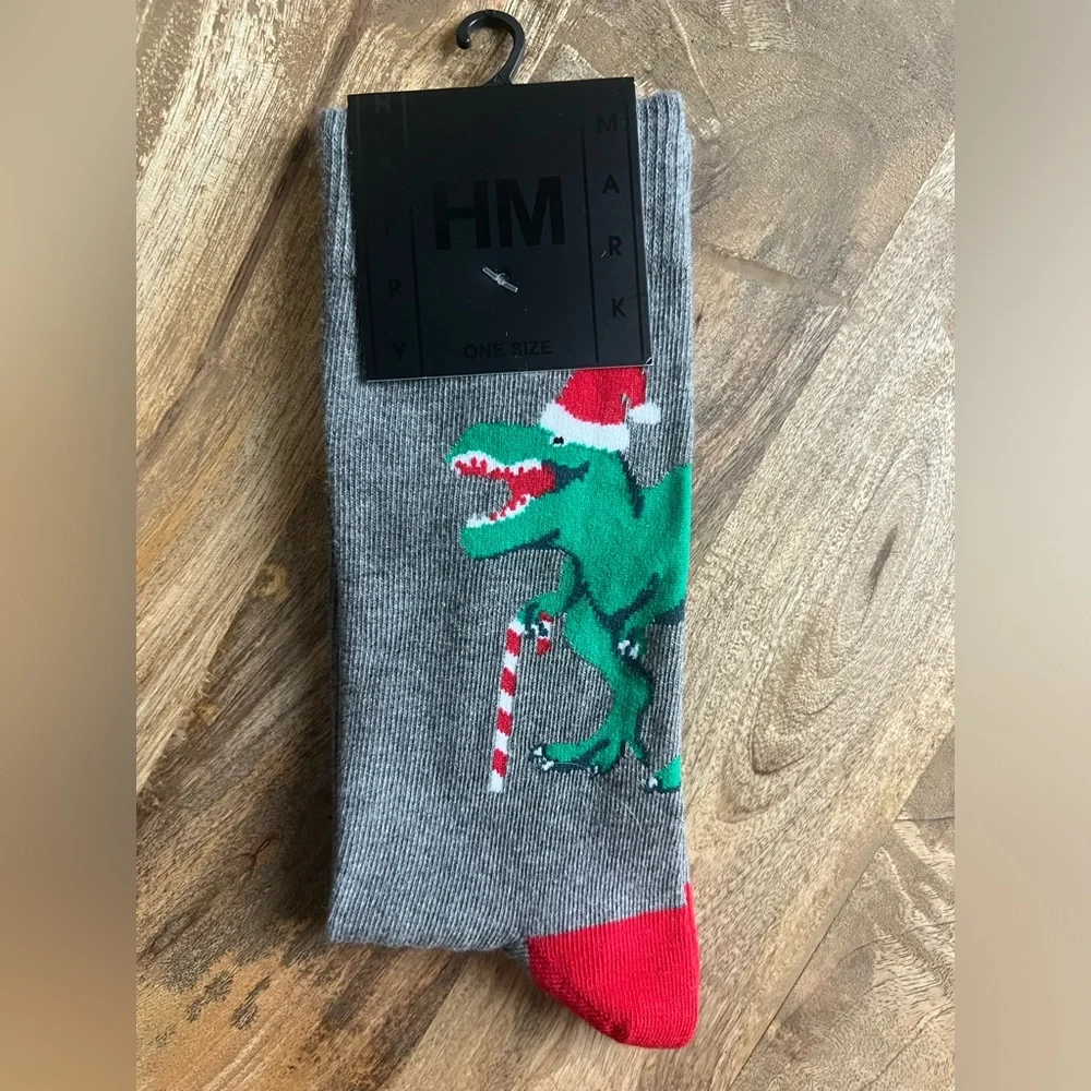 Unisex T-Rex Santa Christmas Socks